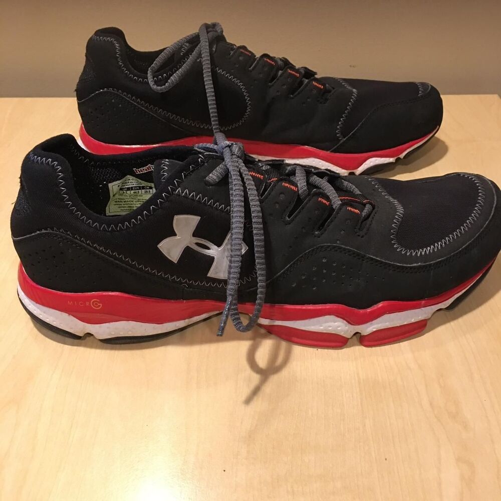 Under Armour Black/Red sneakers, Size 10.5